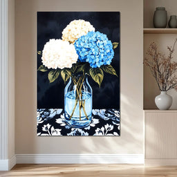 Hydrangea Dream in Glass Vase - NicheCanvas