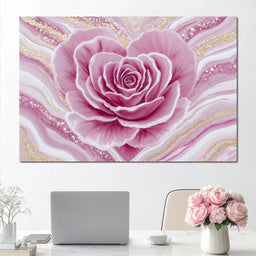 Rose Petal Heart Glow Gold - NicheCanvas