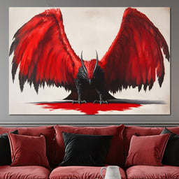 Fiery Wings Shadowed Sentinel - NicheCanvas