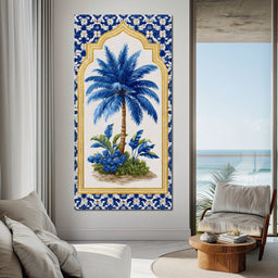 Tropical Elegance Blue Palm - NicheCanvas