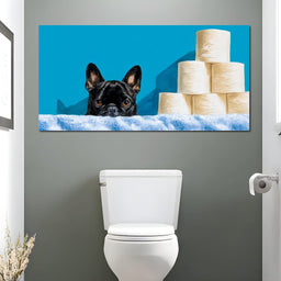 French Bulldog Bathroom Peek - NicheCanvas