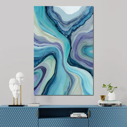 Teal Ocean Geode Layers Flow - NicheCanvas