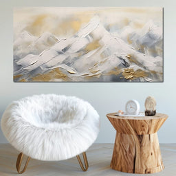 Golden Alpine Snowy Peaks - NicheCanvas