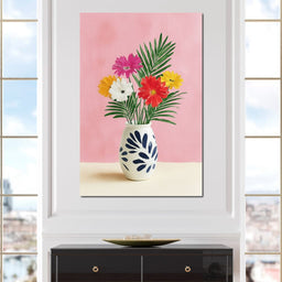 Pink Vase Garden Bouquet - NicheCanvas
