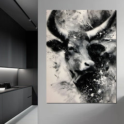 Monochrome Bull Force Unleashed - NicheCanvas