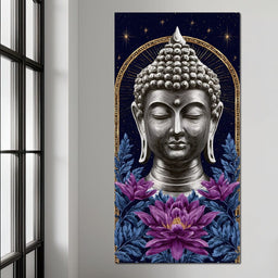 Buddha Lotus Radiance Under Stars - NicheCanvas