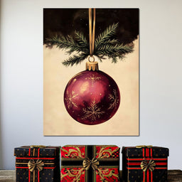 Golden Snowflake Ornament Cheer - NicheCanvas