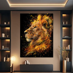 Majestic Lion Firestorm Portrait - NicheCanvas