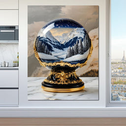 Majestic Alpine Nocturne Winter Globe - NicheCanvas
