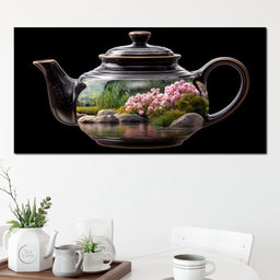 Zen Teapot Garden Reflection - NicheCanvas
