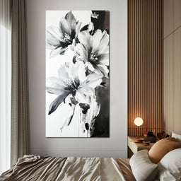 Monochrome Flora Harmony - Wildrose Creations - NicheCanvas