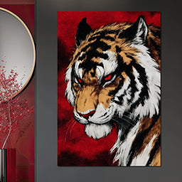 Fierce Tiger Red Eyes Roar - NicheCanvas