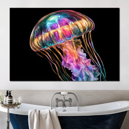 Iridescent Drift Through The Midnight Tide - NicheCanvas