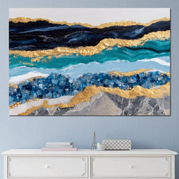Gilded Ocean Geode Flow - NicheCanvas