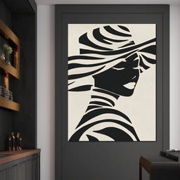 Monochrome Elegance Lady Silhouette - NicheCanvas