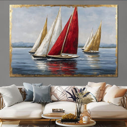 Bold Regatta On Open Water - NicheCanvas