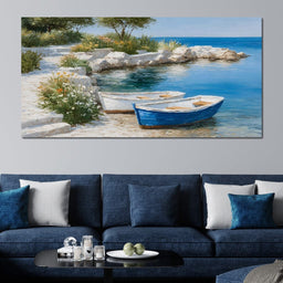 Tranquil Coastal Rowboats Escape - NicheCanvas