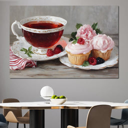 Tea Time Cupcakes and Berries - NicheCanvas