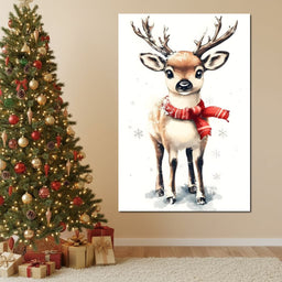 Snowy Baby Reindeer Holiday Charm - NicheCanvas
