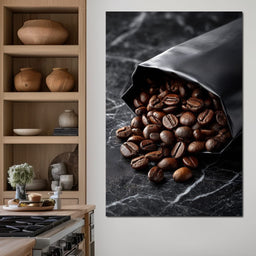 Dark Roast Coffee Bean Spill - NicheCanvas