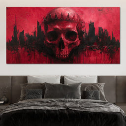 Crowned Skull Over Urban Ruins - NicheCanvas