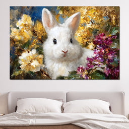 White Bunny Garden Bouquet - Neal Hackett - NicheCanvas