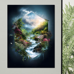 Hexagonal Nature Portal Cascade - NicheCanvas