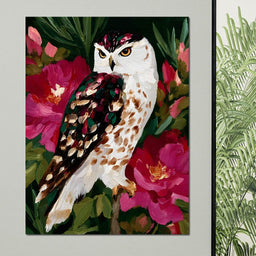 Owl Garden Bloom Portrait - NicheCanvas