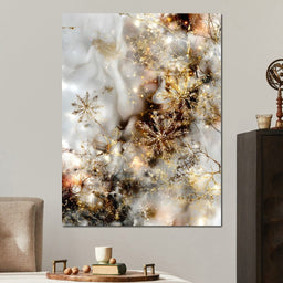 Golden Snowflake Reverie - NicheCanvas