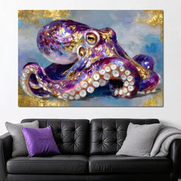 Gilded Violet Octopus Dream - NicheCanvas