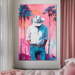 Cowboy Dreams Under Palms - NicheCanvas