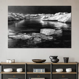 Midnight Drift Ice Fjord - NicheCanvas