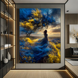 Golden Sapphire Dream Fields - NicheCanvas