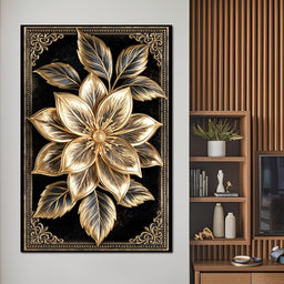 Gilded Petals on Obsidian Fields - NicheCanvas