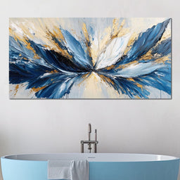Blu, White & Gold Abstract Explosion - NicheCanvas