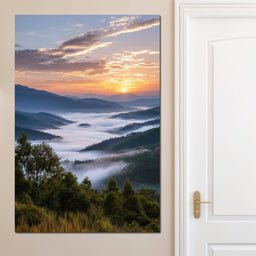 Sunrise Over Misty Mountains - NicheCanvas