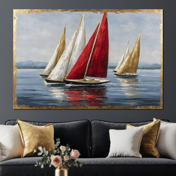 Bold Regatta On Open Water - NicheCanvas