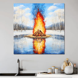 Winter Flames Reflecting - NicheCanvas