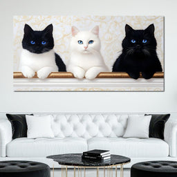 Trio of Curious Feline Friends - NicheCanvas