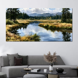 Silent Waters Reflecting Mountain Clouds - NicheCanvas
