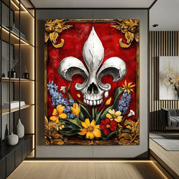 Skull Fleur De Lys and Botanical Fusion - NicheCanvas