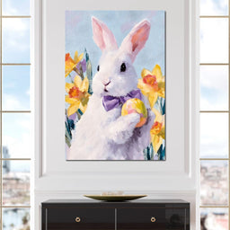 Pastel Easter Bunny With Egg - NicheCanvas