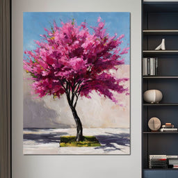 Fuchsia Blossom Tree Courtyard - NicheCanvas