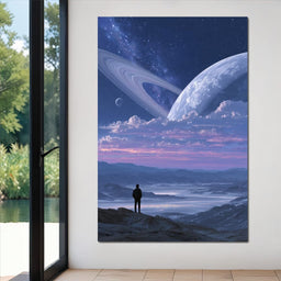 Stargazer Under Ringed World - NicheCanvas