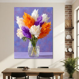 Vibrant Pampas Grass Bouquet Scene - NicheCanvas