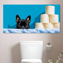 French Bulldog Bathroom Peek - NicheCanvas