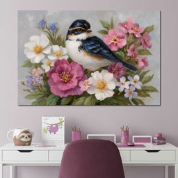 Songbird Garden Bouquet Oil Style - NicheCanvas