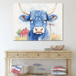 Blue Bovine Countryside Charm - NicheCanvas