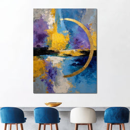 Golden Crescent Over Blue Sky - NicheCanvas