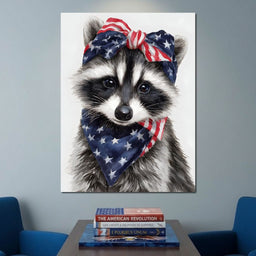 Patriotic Raccoon Portrait - NicheCanvas